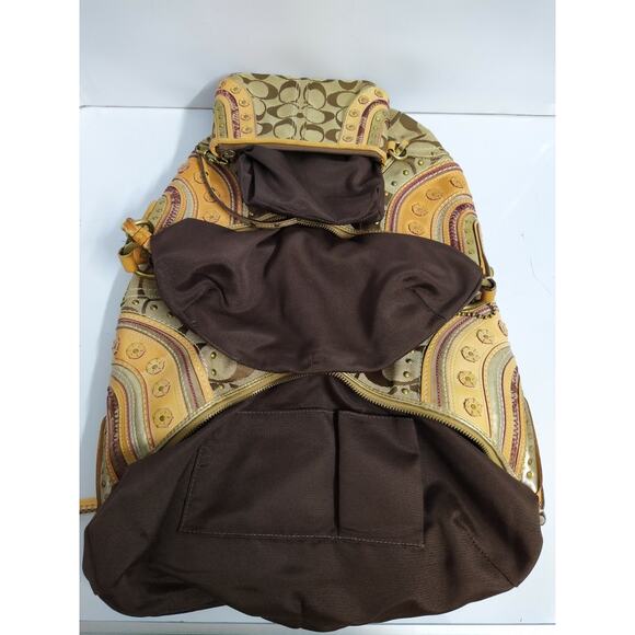 Coach Set of 3 Bags - Soho Brown Signature Canvas Stitched Grommet Studded Hobo - Picture 10 of 12